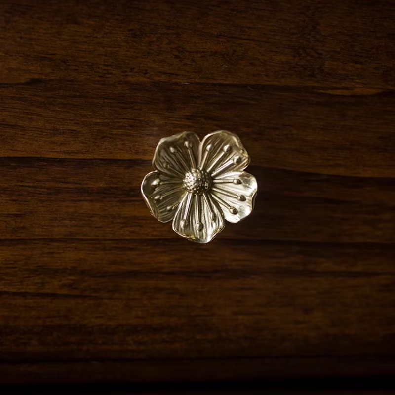 Satin Gold Solid Blossom Cabinet Drawer Knobs