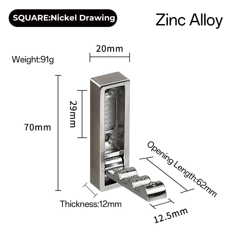 Foldable wall hook B-S-Nickel Drawing