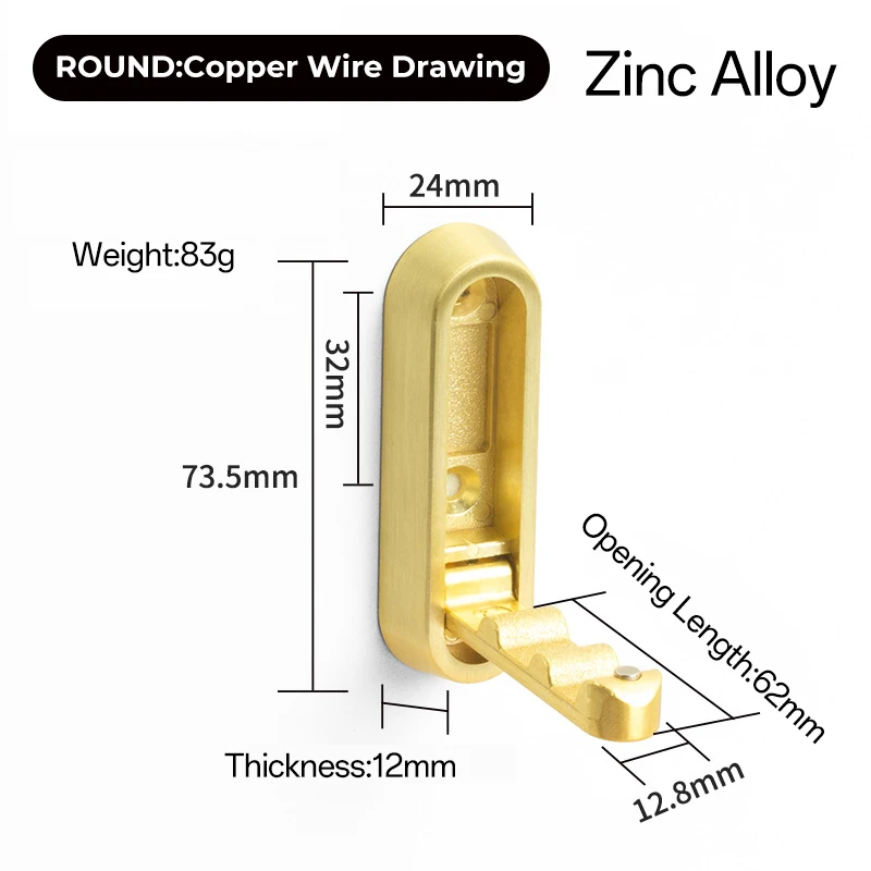 Foldable wall hook B-Arc-Brushed Copper