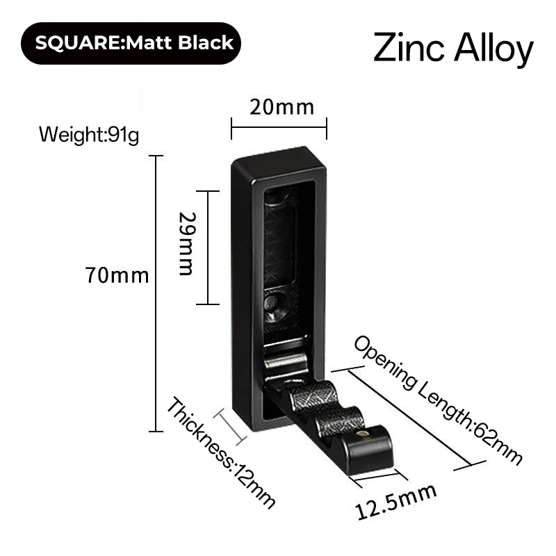 Foldable wall hook B-S-Matt Black