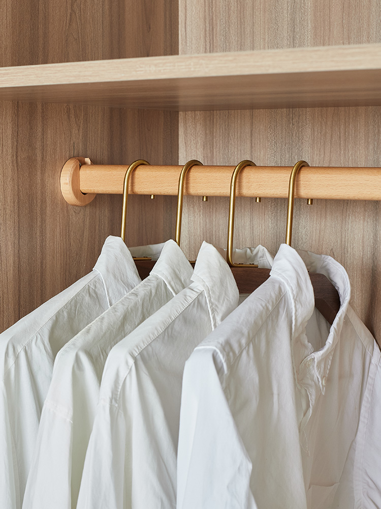 Solid Beech Wood Oval Closet Hanging Rod