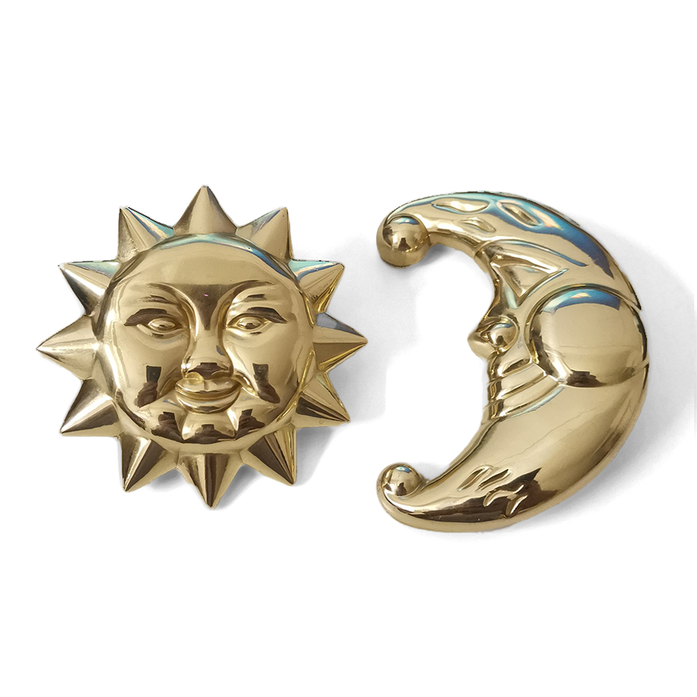 Sun and Moon Brass Wardrobe & Cabinet Knobs