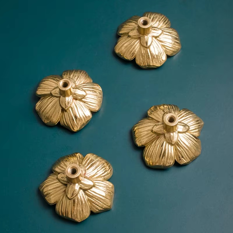 Satin Gold Solid Blossom Cabinet Drawer Knobs
