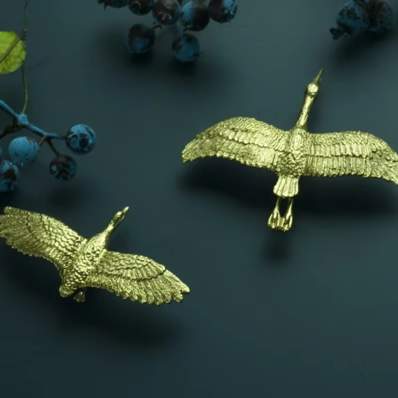 Swan-Shaped Brass Wardrobe & Cabinet Knobs