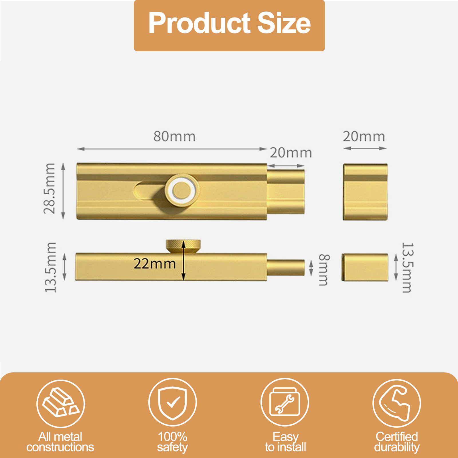 Zinc Alloy Noctilucent Barrel Bolt