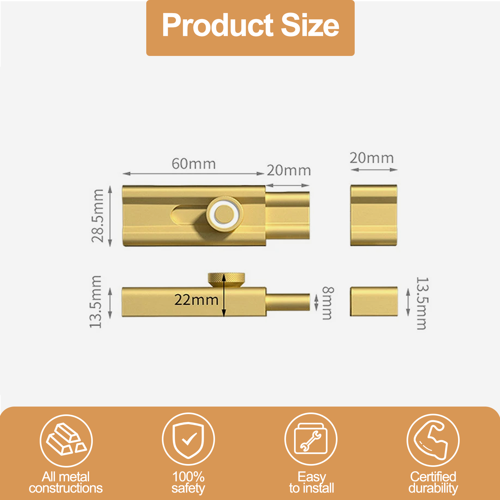 Zinc Alloy Noctilucent Barrel Bolt