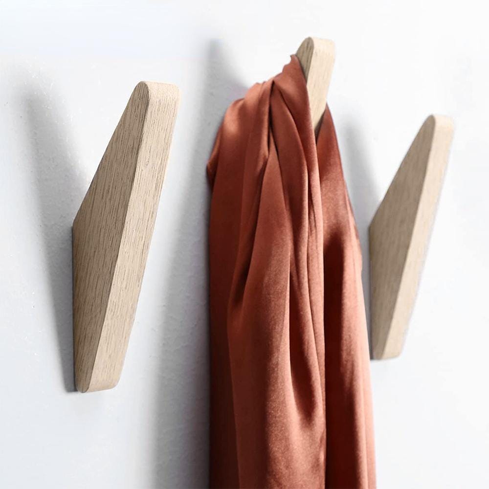 Wooden Coat Hooks Oak Modern Towel Hanger