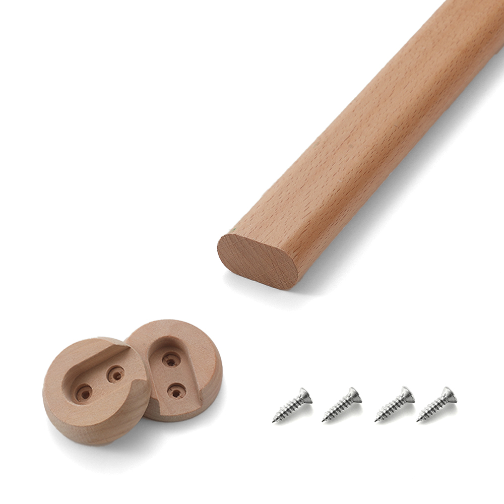 Solid Beech Wood Oval Closet Hanging Rod