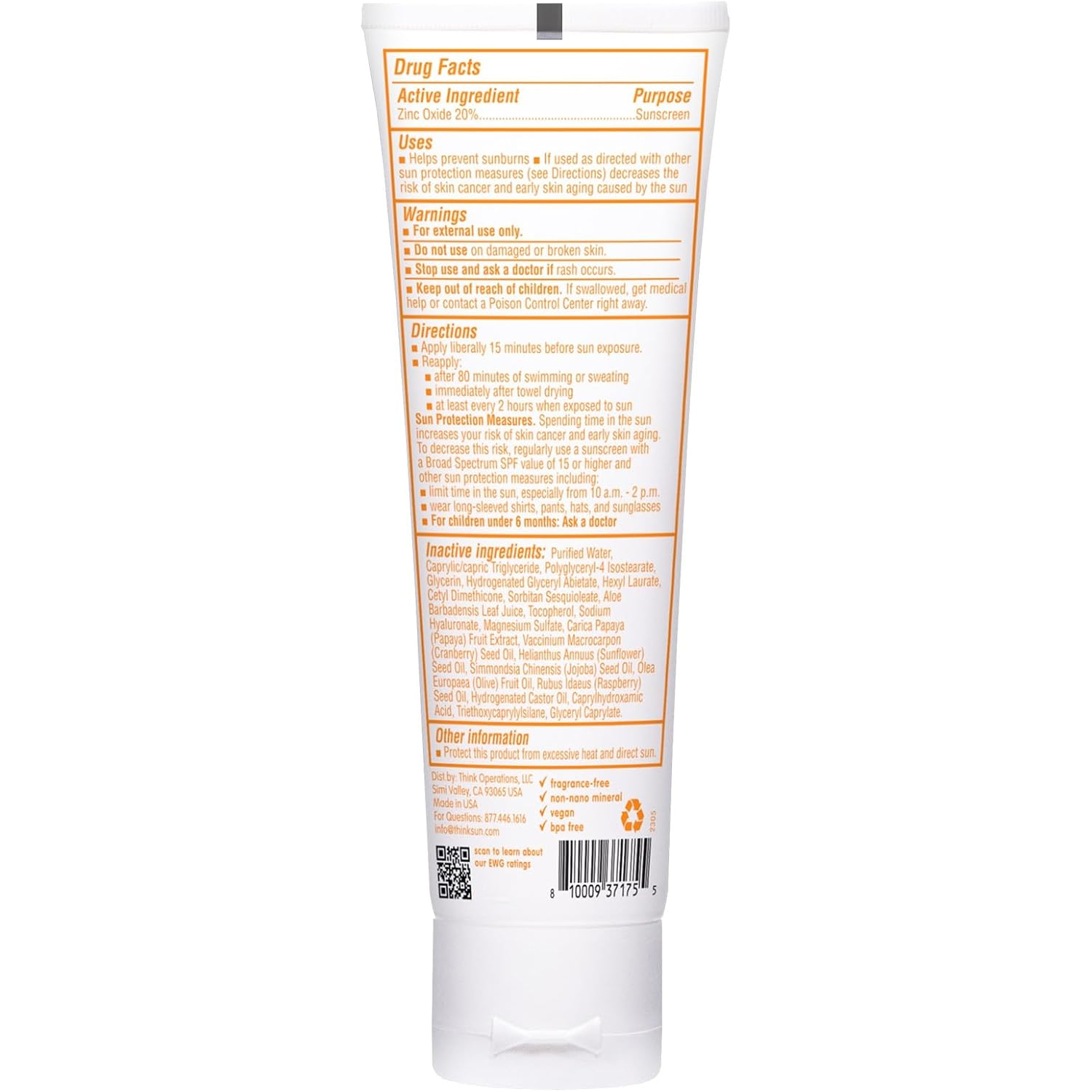 Mineral Sunscreen, SPF 30 Clear Zinc Oxide Baby Sunscreen