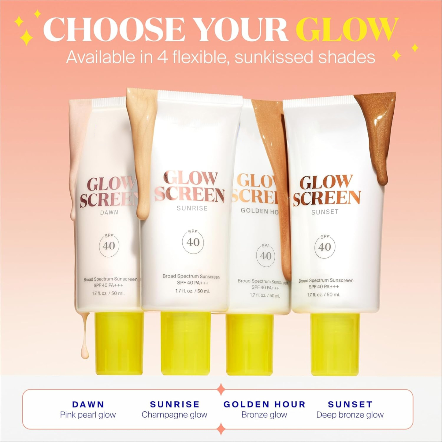 Glowscreen SPF 40, Golden Hour (Bronze Glow) - 1.7 fl oz - Glowy Primer + Broad Spectrum Tinted Sunscreen - Helps Filter Blue Light - Hydration - Hyaluronic Acid & Vitamin B5