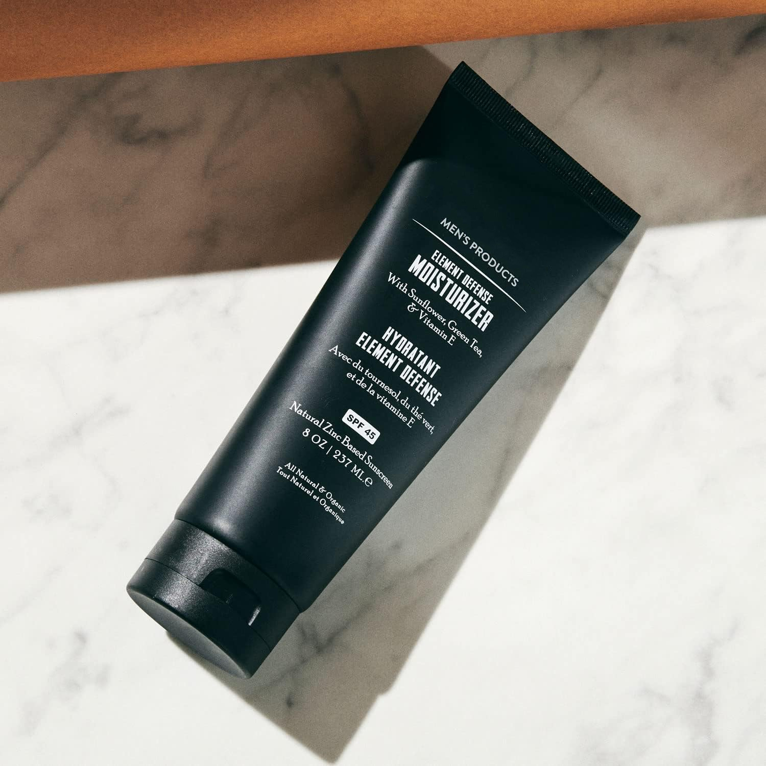 Mens's Element Defense Moistuirizer with SPF45 for Men, Natural & Organic, zinc SPF45 sunscreen, hydrates and protects skin against UVA/UVB rays, 8 oz, unscented