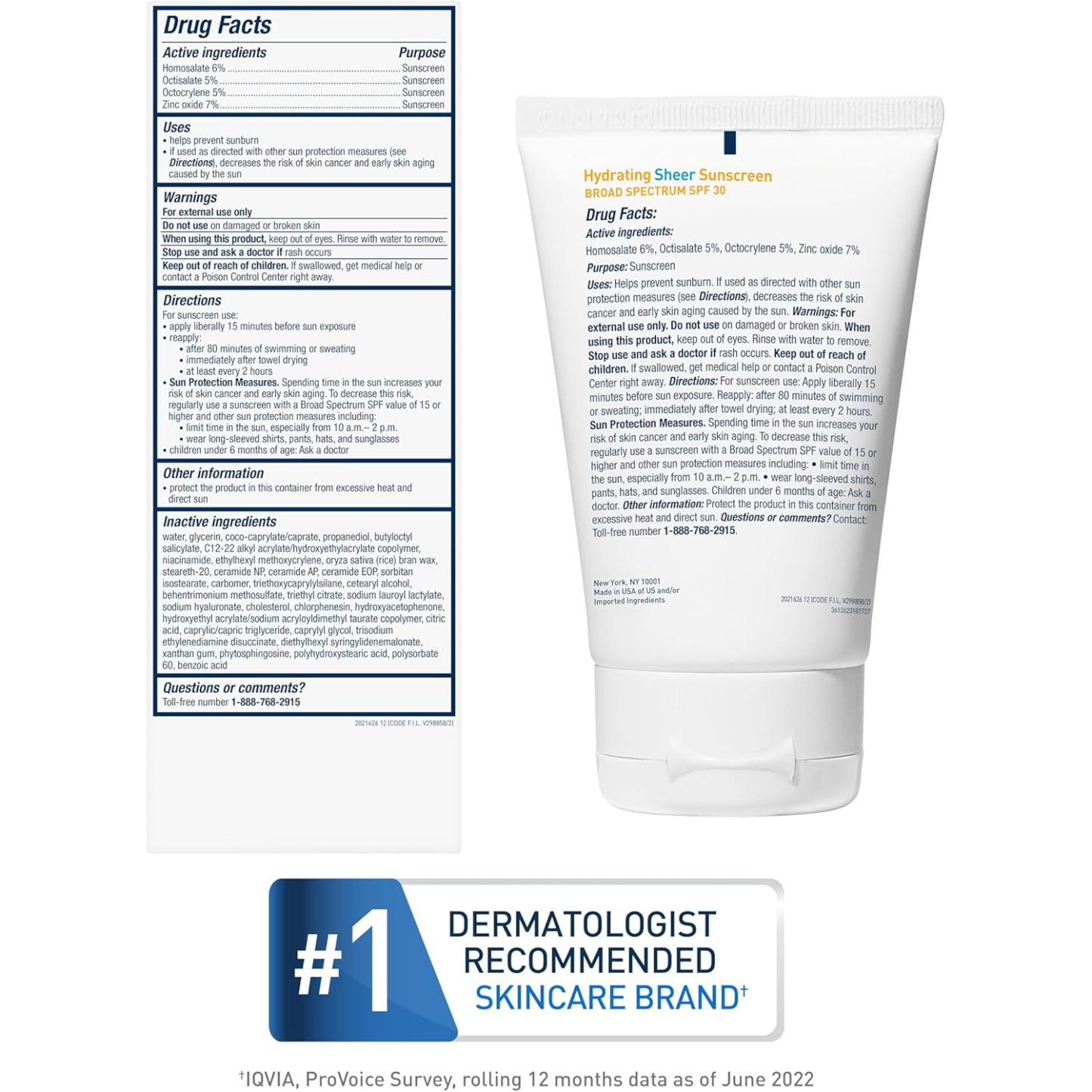 Hydrating Sheer Sunscreen SPF 30 for Face and Body, Mineral & Chemical Sunscreen with Zinc Oxide, Hyaluronic Acid, Niacinamides and Ceramides, Paraben Free Fragrance Free