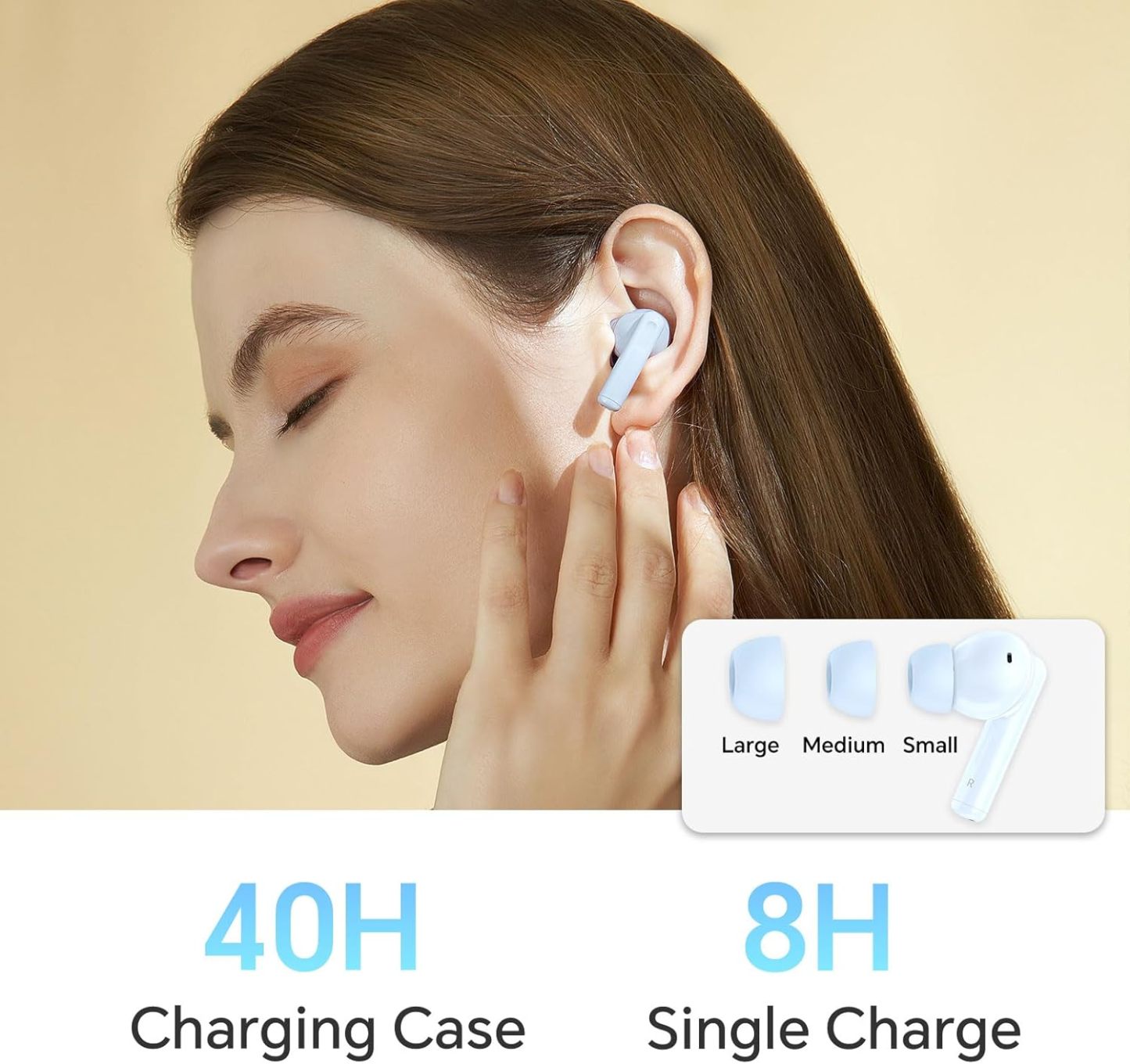 Hybrid Active Noise Cancelling Earbuds with 45dB.Waterproof Wireless Bluetooth Ear Buds.in-Ear Earphones with AI Clear Call Mics.40H Playtime.Bass Stereo for iPhone.Android.Pad-White