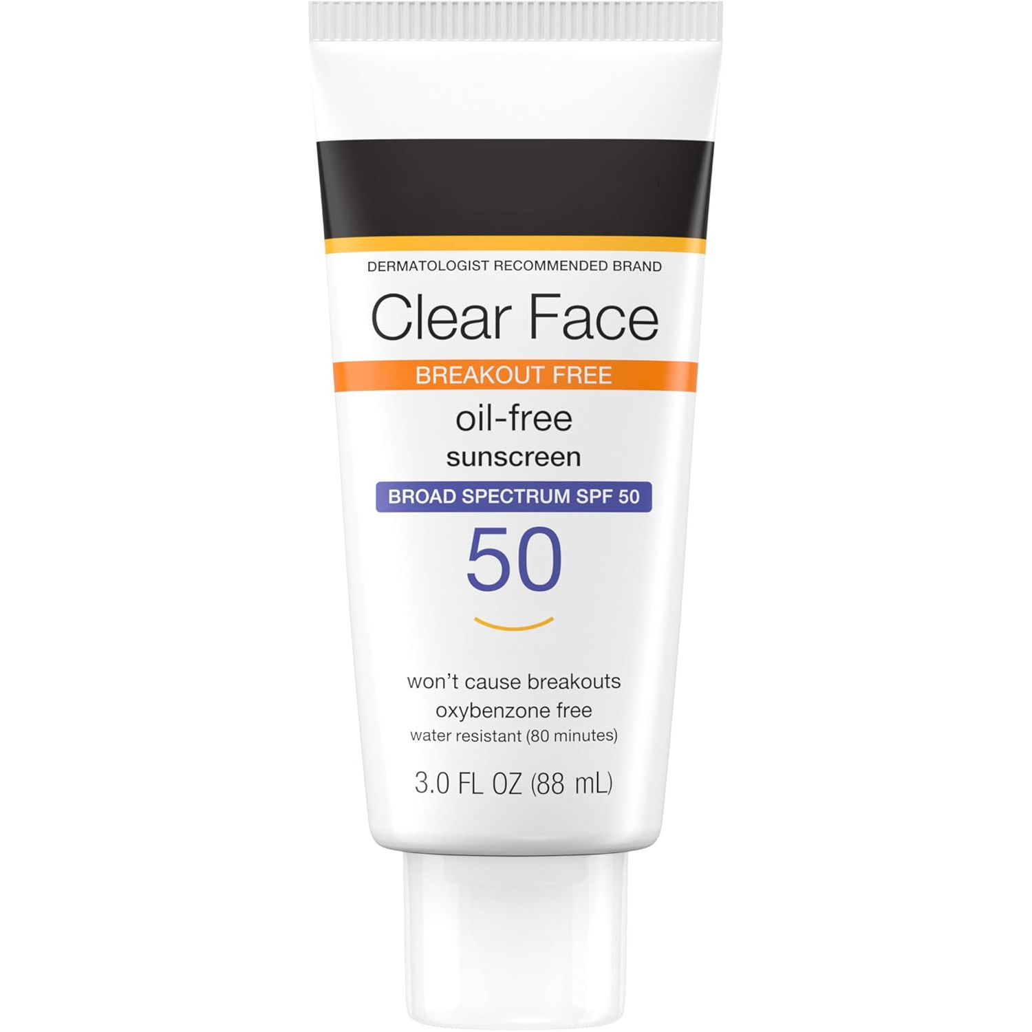 Clear Face Liquid Lotion Sunscreen for Acne-Prone Skin, Broad Spectrum SPF 50 UVA/UVB Protection