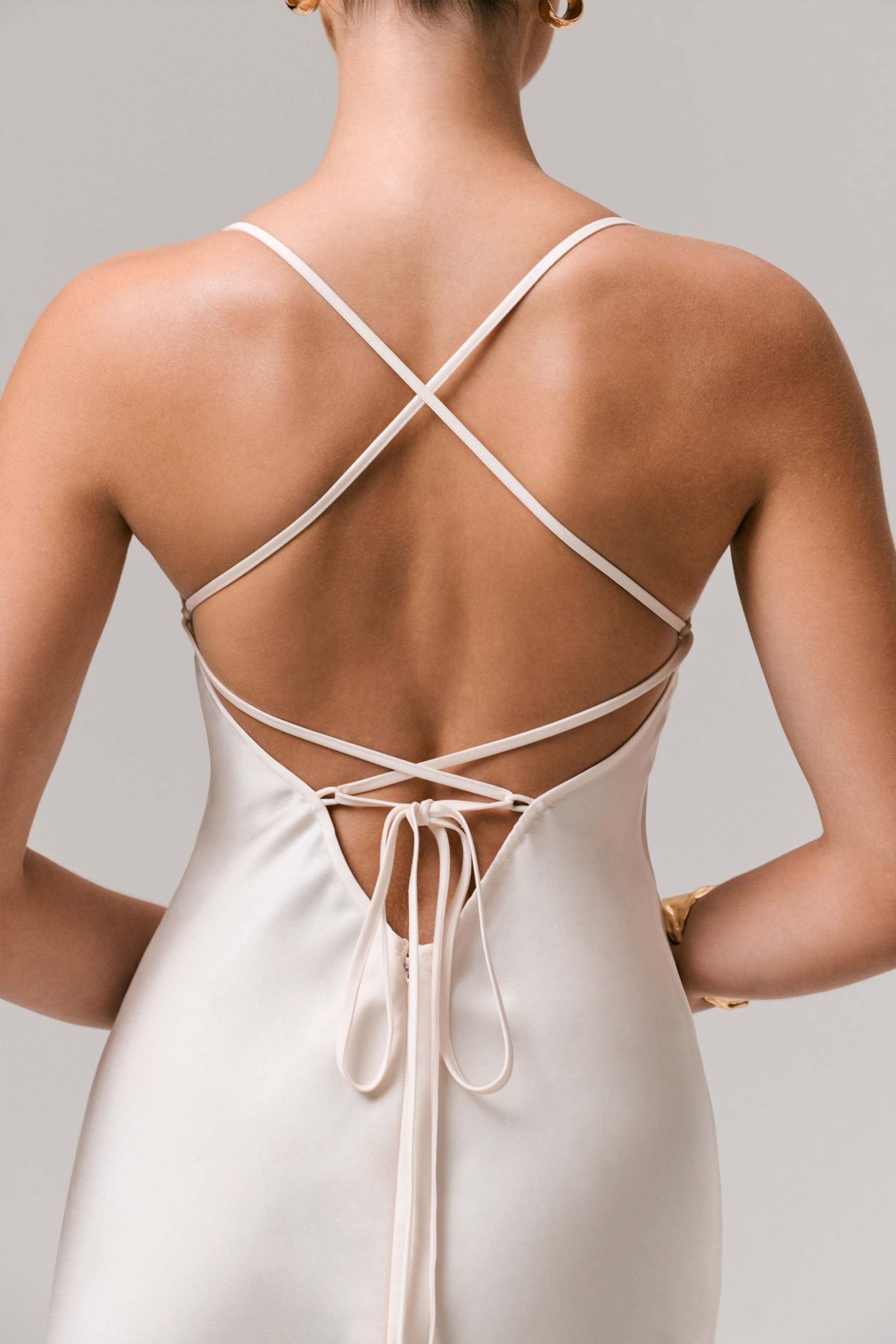 Yellow Ombre Satin Cowl-Neck Maxi Dress