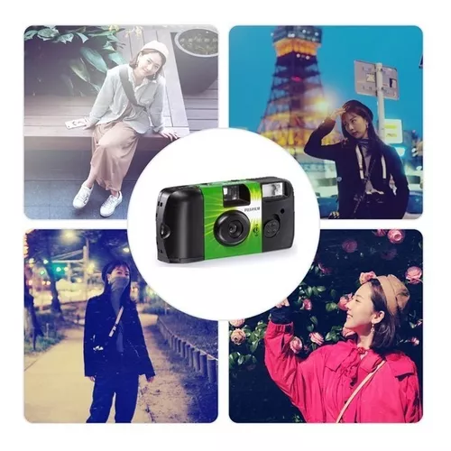Cámara desechable Fujifilm QuickSnap Flash 400 negra/verde | Envío gratis