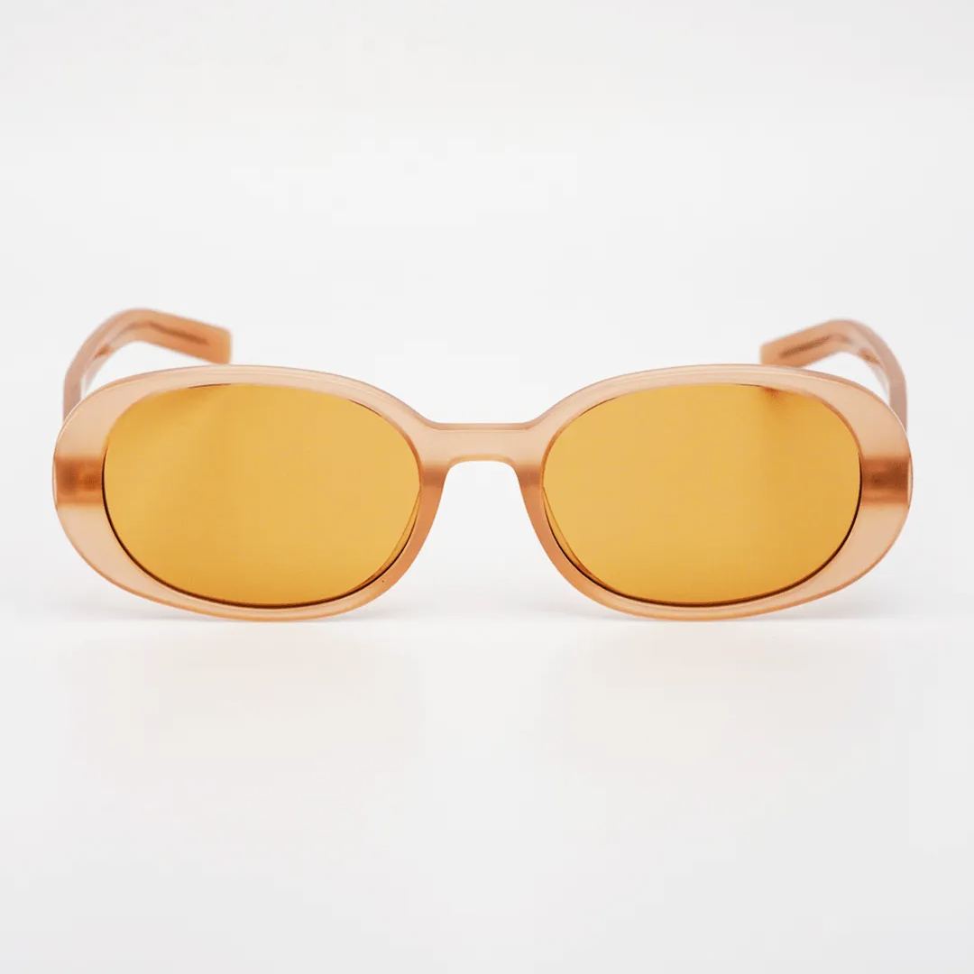 Calvas Sunglasses: Lightweight Beige Yellow Frames- LUNAR