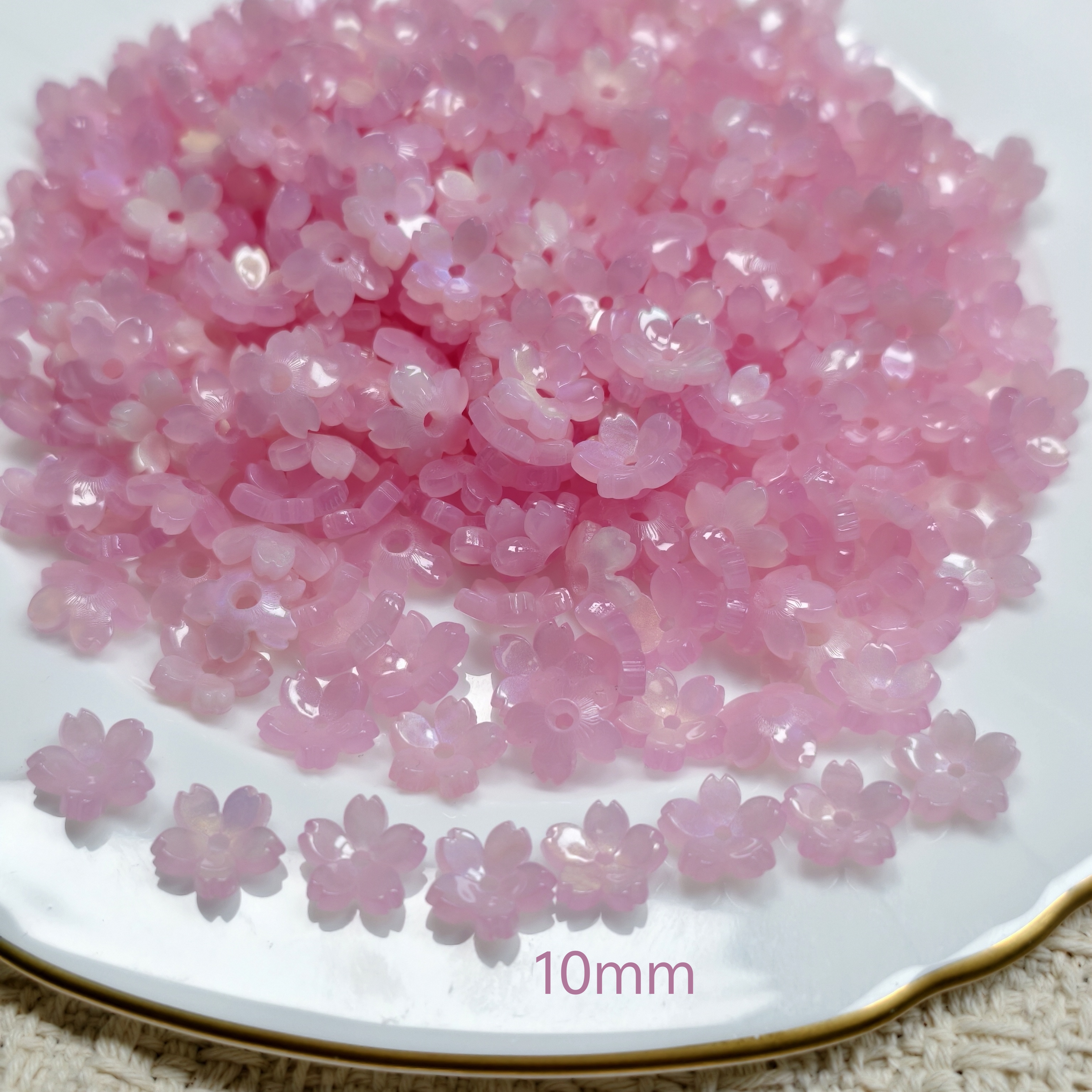 SongSong DIY 10mm Acetic Acid Heat Shrink Cherry Blossom Small Sakura Earring Pendant Chain Accessories