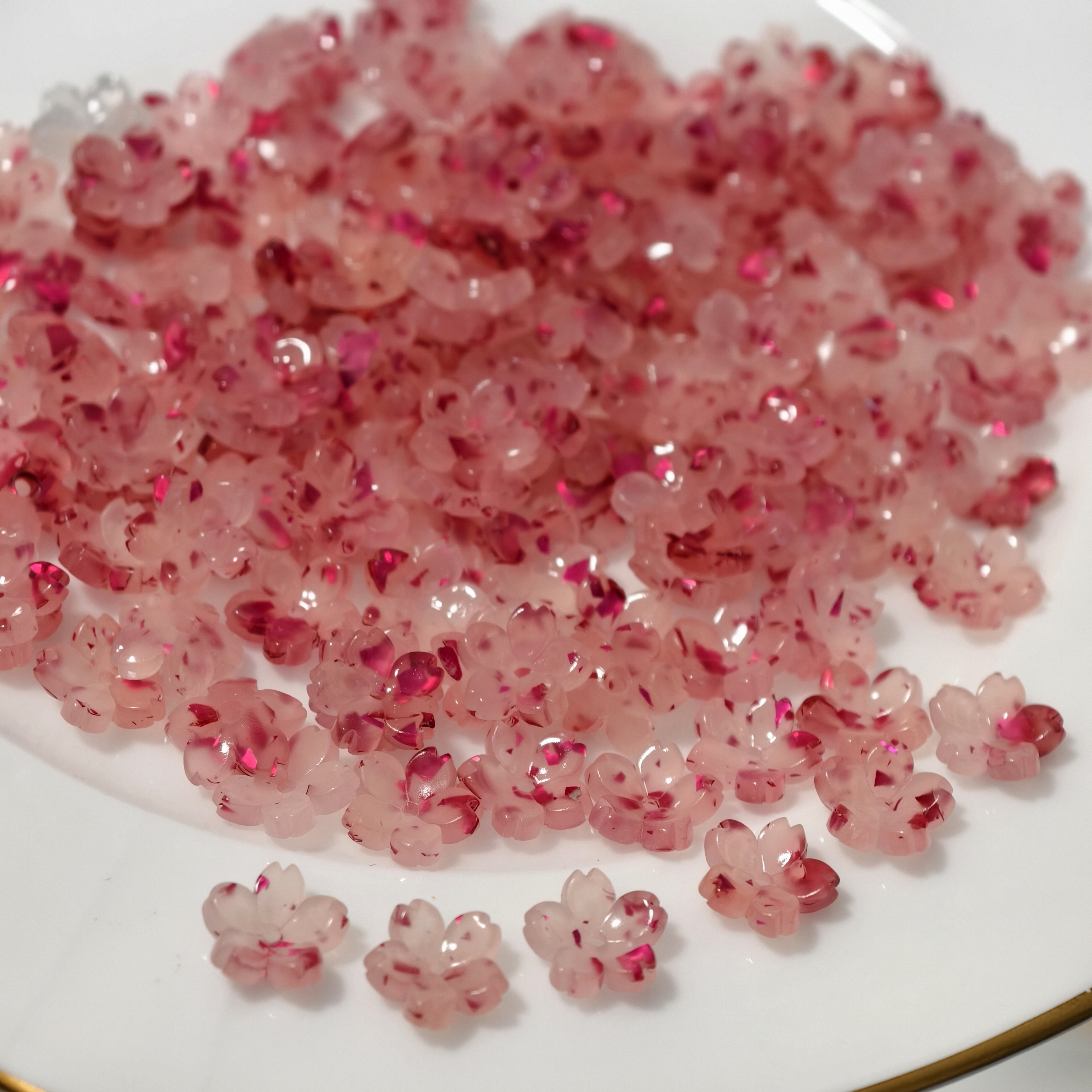SongSong DIY 10mm Acetic Acid Heat Shrink Cherry Blossom Small Sakura Earring Pendant Chain Accessories
