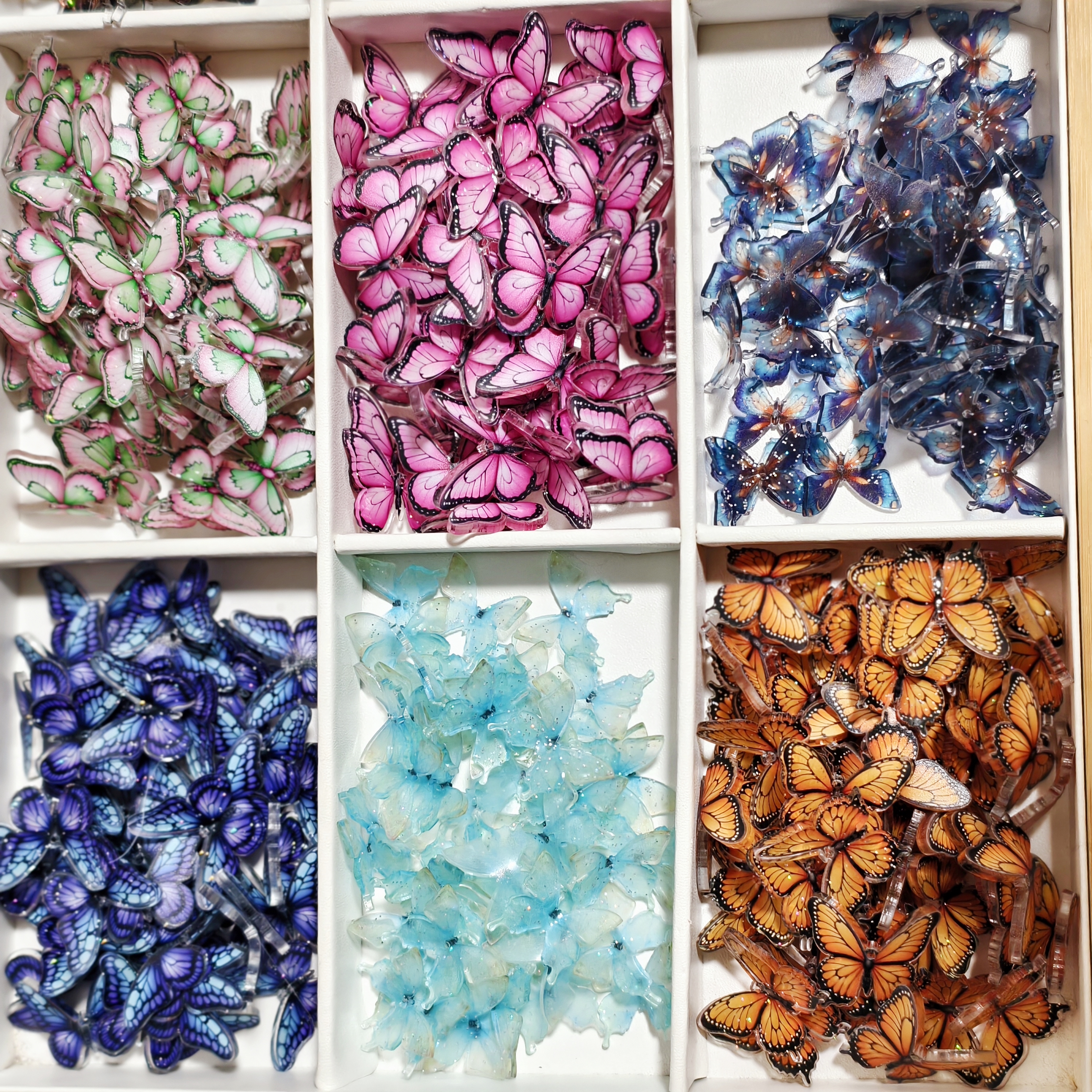 DIY Traditional Chinese Style Heat Shrink Butterfly Patch Handmade Beaded Keychain