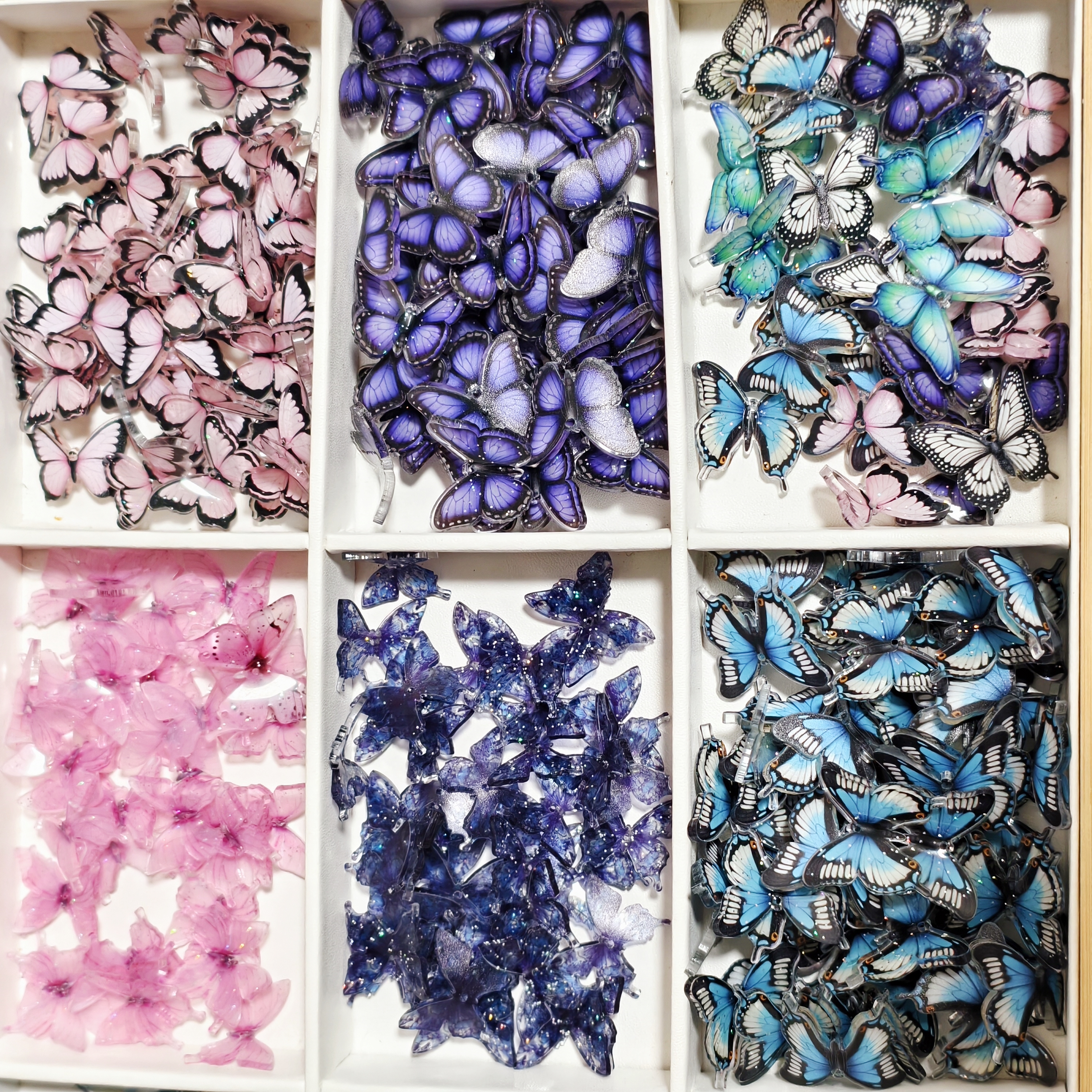 DIY Traditional Chinese Style Heat Shrink Butterfly Patch Handmade Beaded Keychain