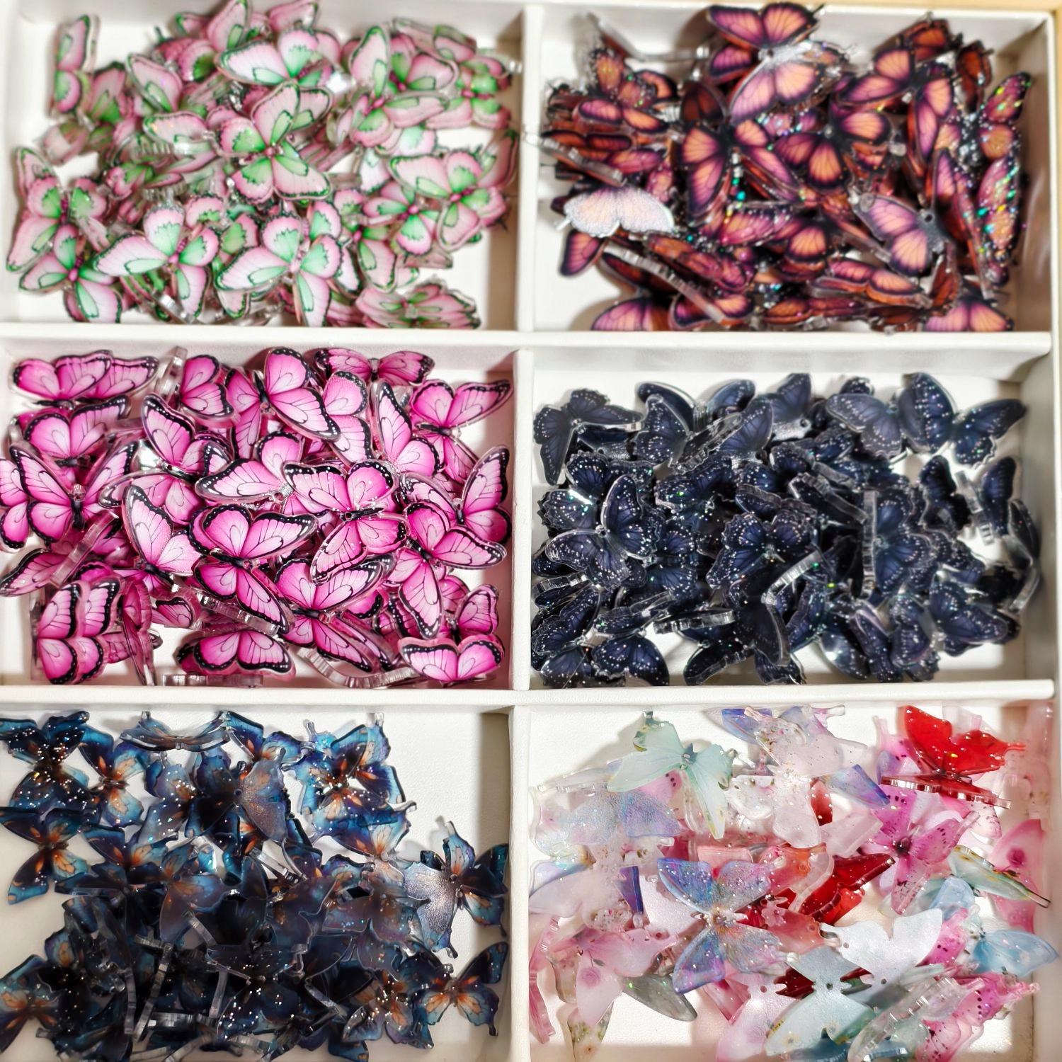 DIY Traditional Chinese Style Heat Shrink Butterfly Patch Handmade Beaded Keychain