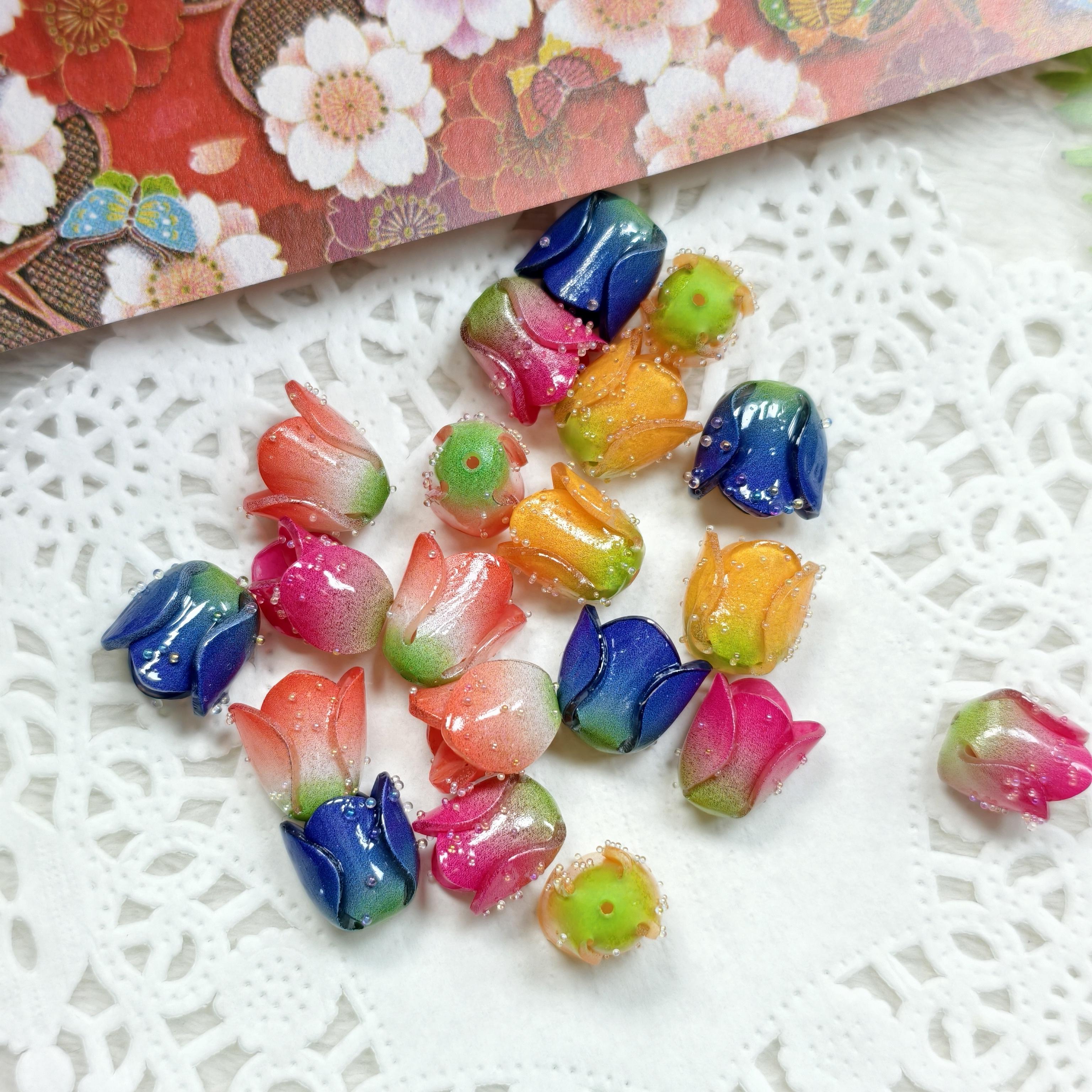 SongSong DIY 12mm*14mm Handmade Heat Shrink Epoxy Resin Sealed Rosebud Dewdrop Style Earring Accessories