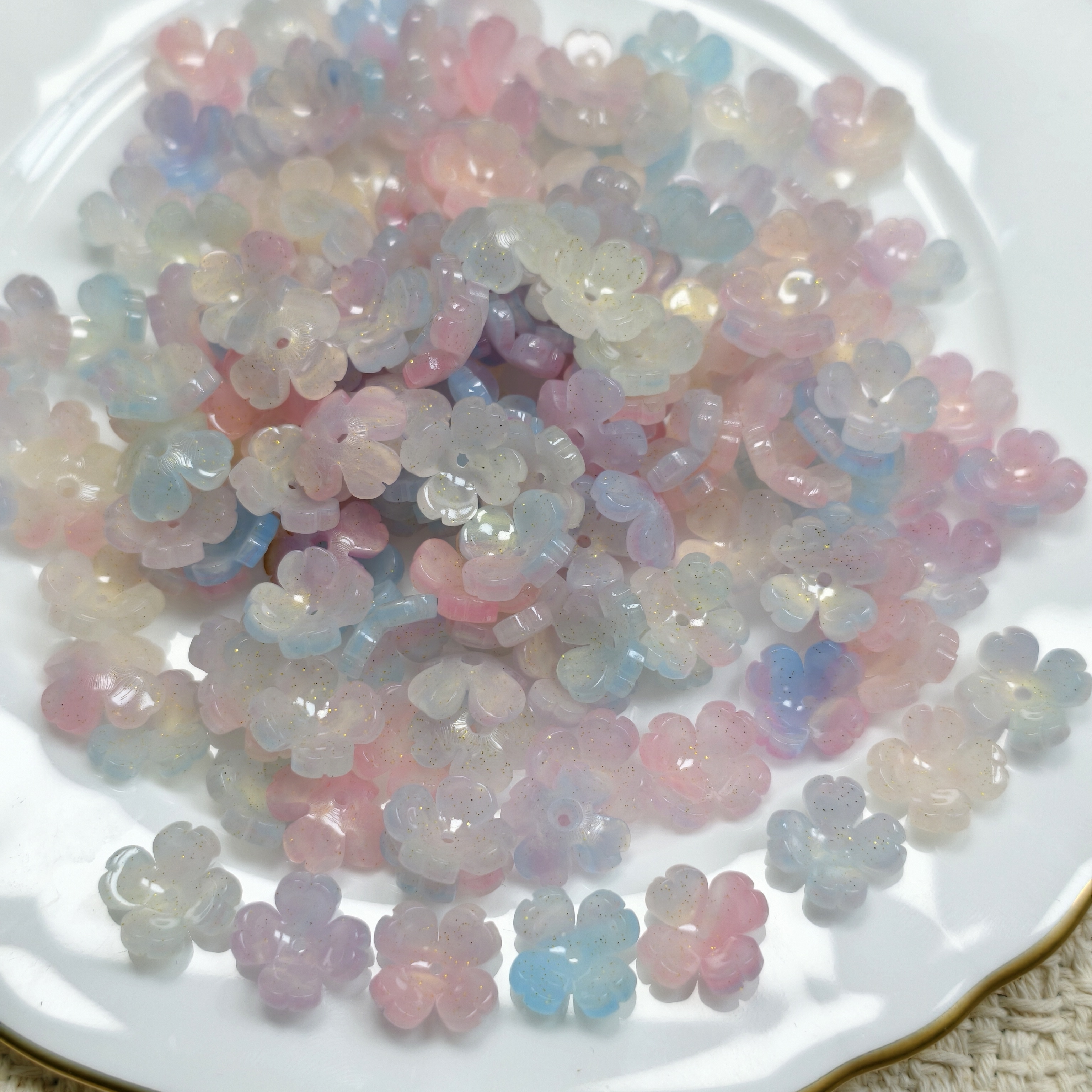 SongSong DIY Handmade 15mm Acetate Four-petal Flower Can Be Used for Hairpins Handmade Earrings Pendants and DIY Accessories