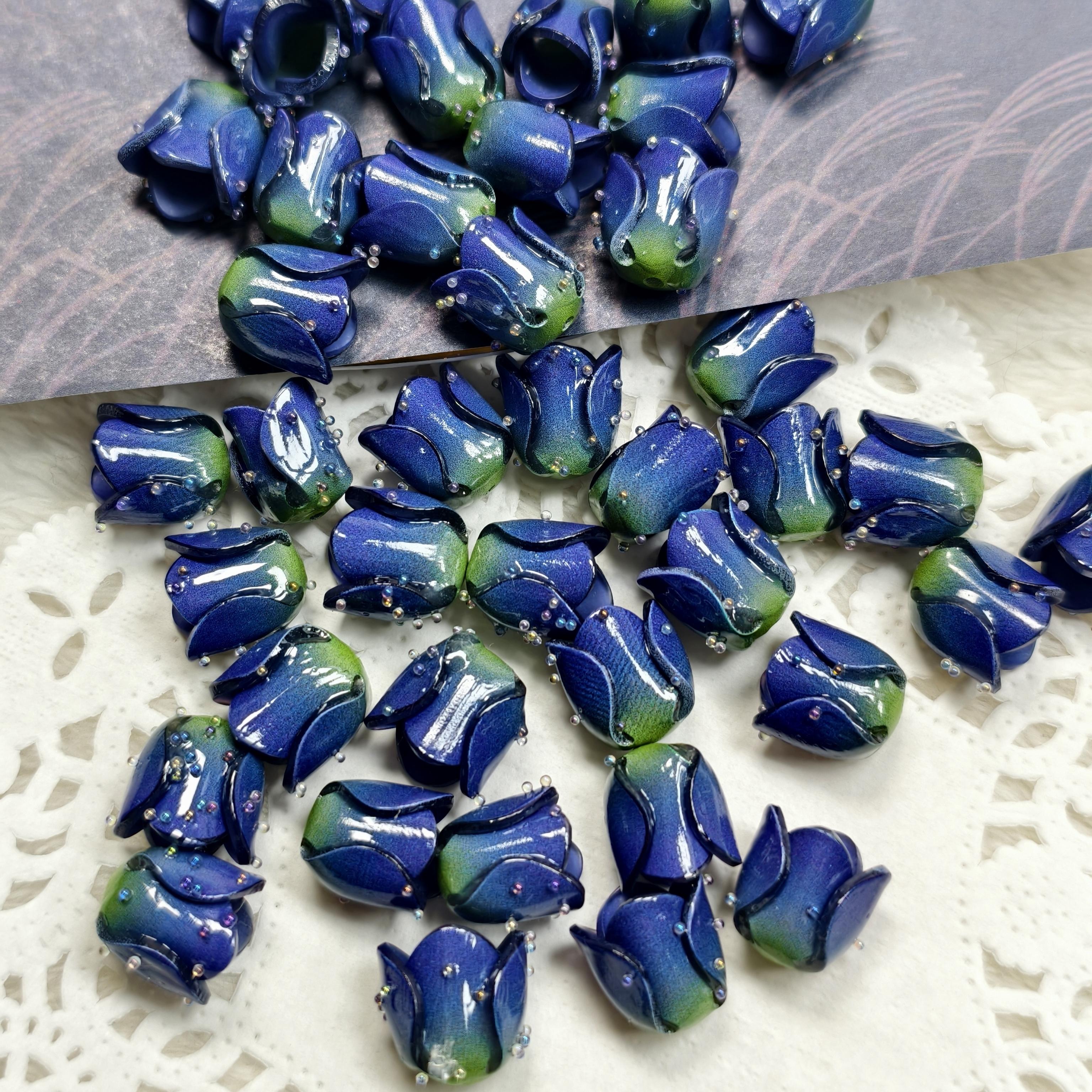 SongSong DIY 12mm*14mm Handmade Heat Shrink Epoxy Resin Sealed Rosebud Dewdrop Style Earring Accessories