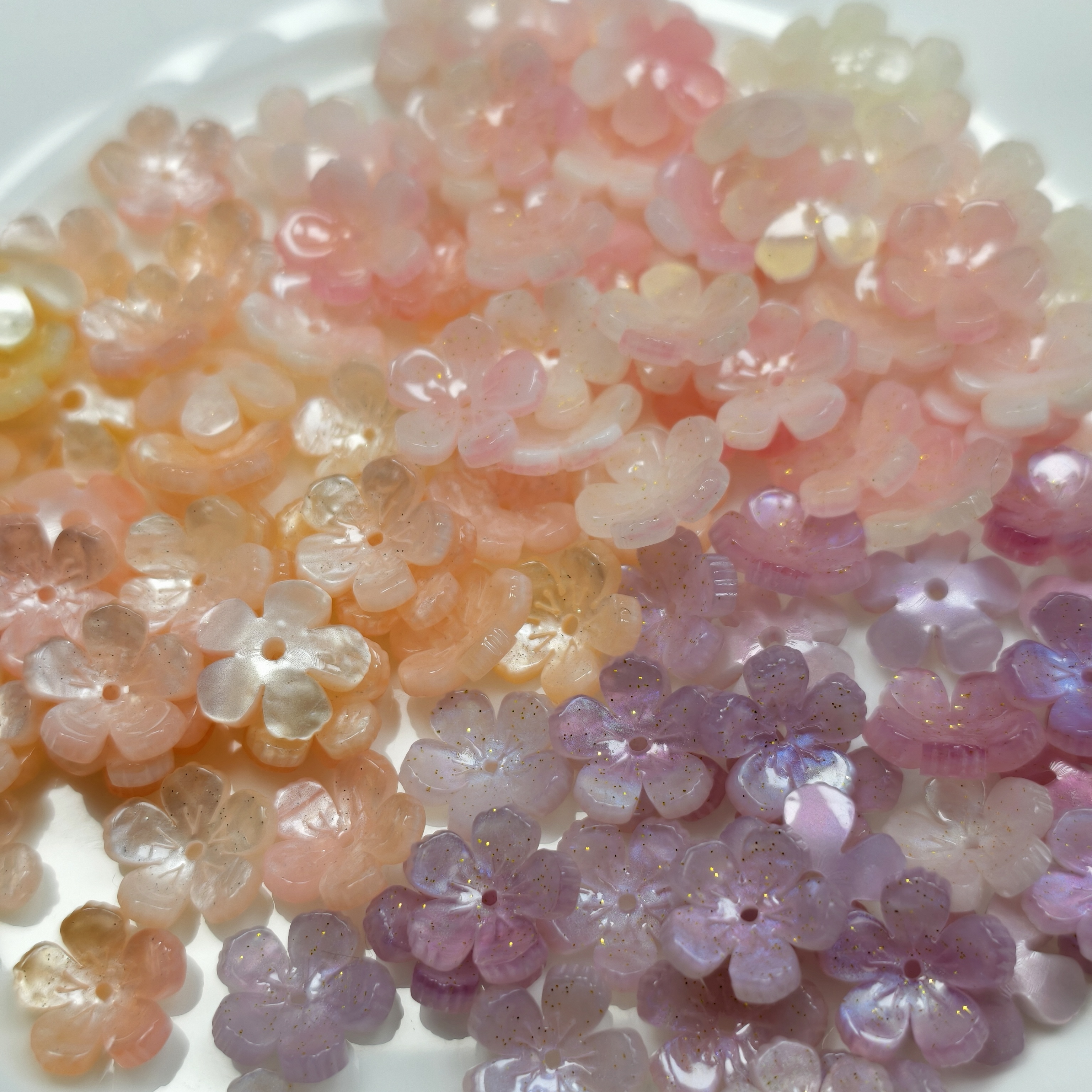 SongSong DIY 10mm Solid Color Acetate Mini Sakura Heat Shrink Flower Handmade Earrings Hairpins Pendants Accessories