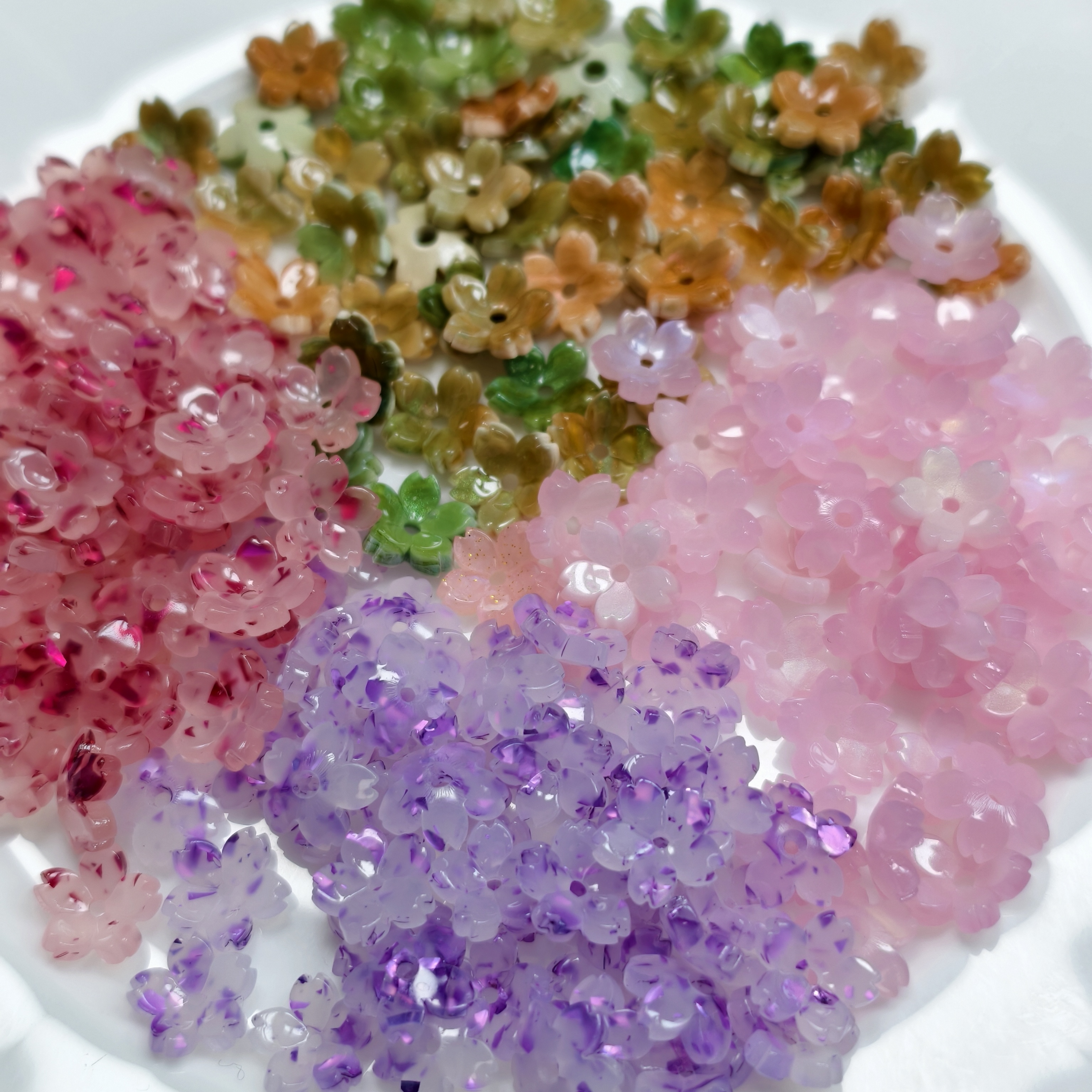 SongSong DIY 10mm Acetic Acid Heat Shrink Cherry Blossom Small Sakura Earring Pendant Chain Accessories