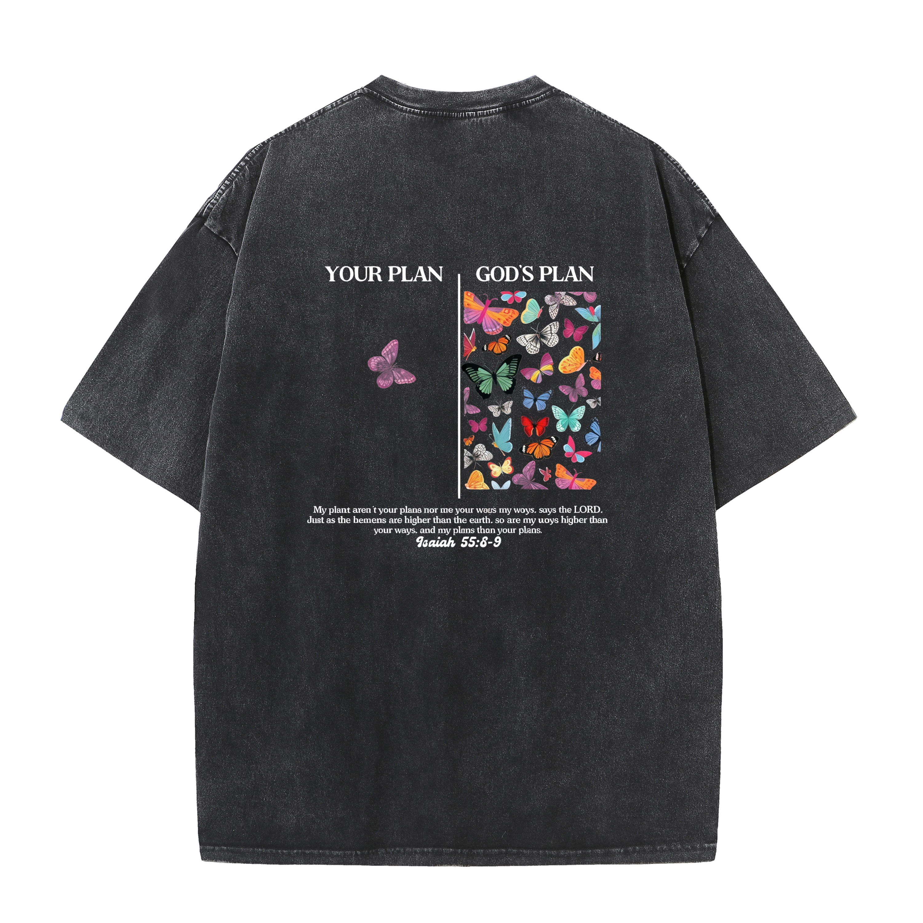 Your Plan vs God's Plan Washed Vintage Christian T-Shirt – Faith Graphic Oversized Tee
