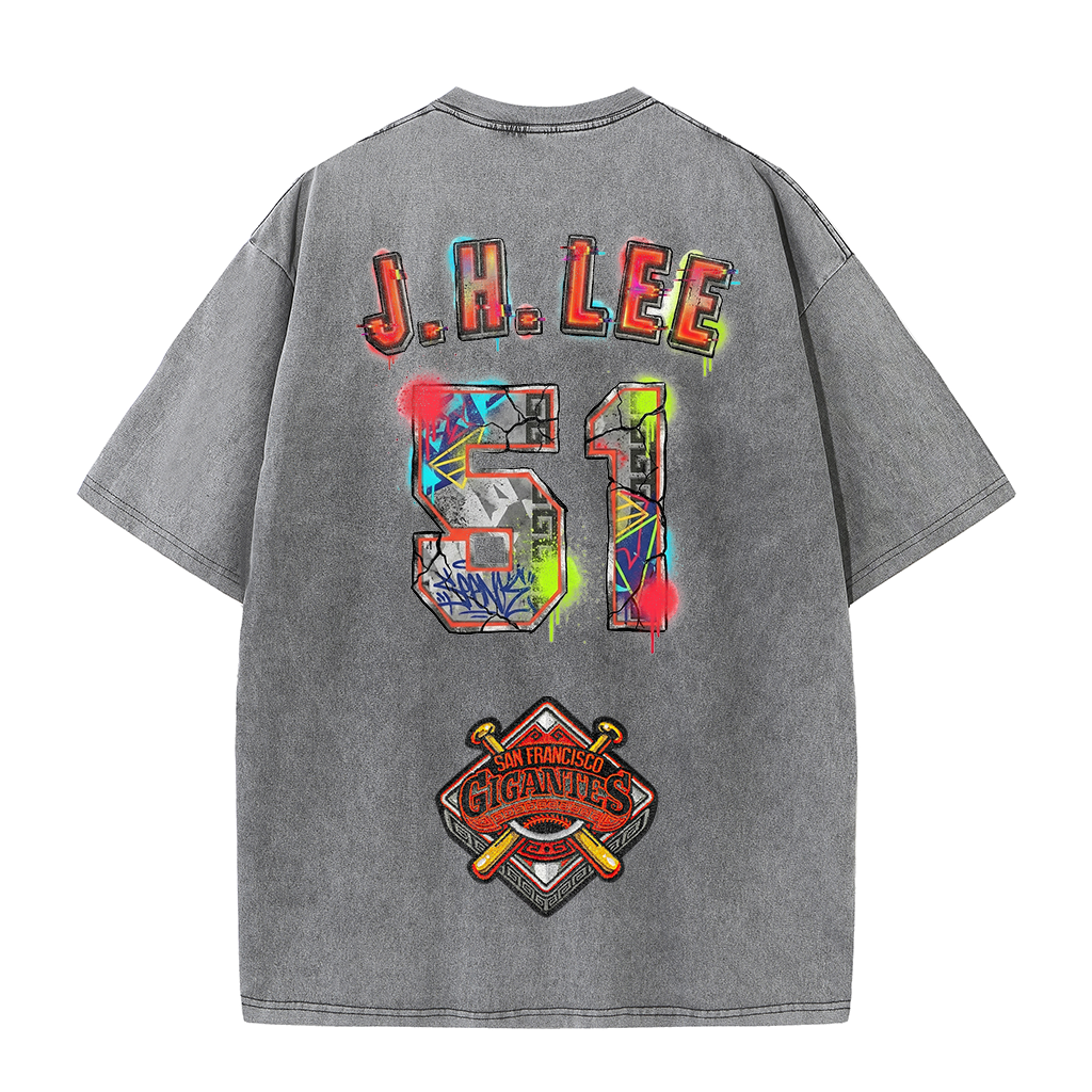 Gigantes 51 Urban Art Tee – Vintage Washed Double-Sided Graphic T-Shirt