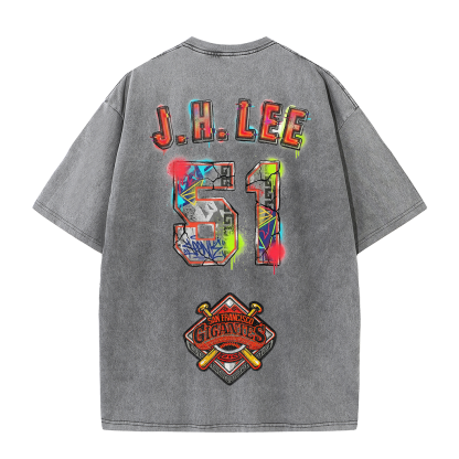 Gigantes 51 Urban Art Tee – Vintage Washed Double-Sided Graphic T-Shirt