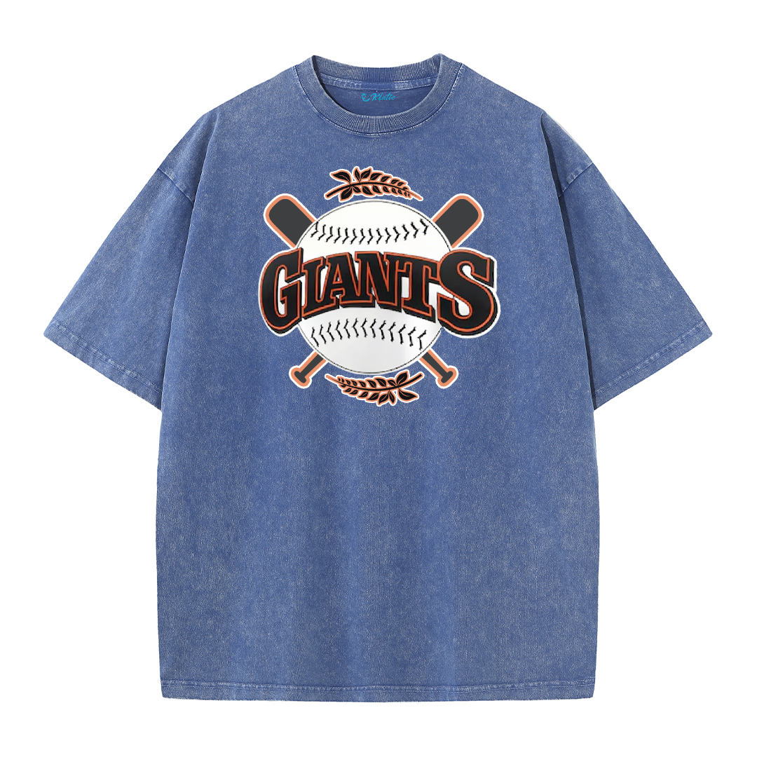 Vintage Washed Baseball Graphic T-Shirt – Crossed Bats Streetwear Tee