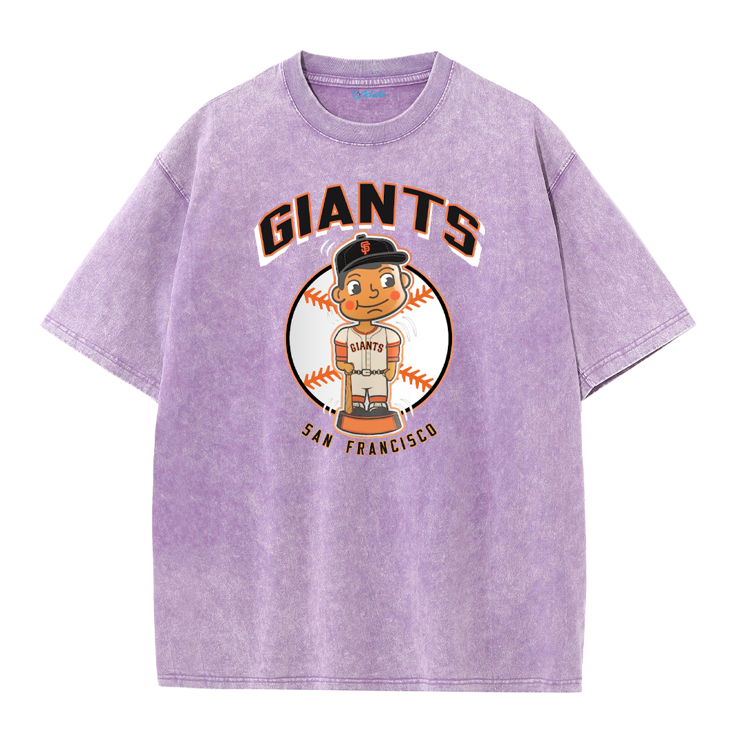 San Francisco Baseball Cartoon Graphic Vintage Washed T-Shirt