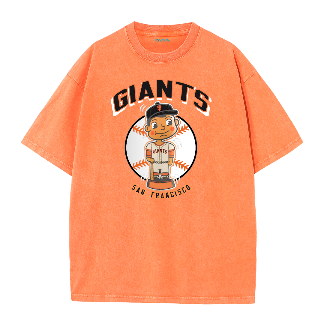 San Francisco Baseball Cartoon Graphic Vintage Washed T-Shirt