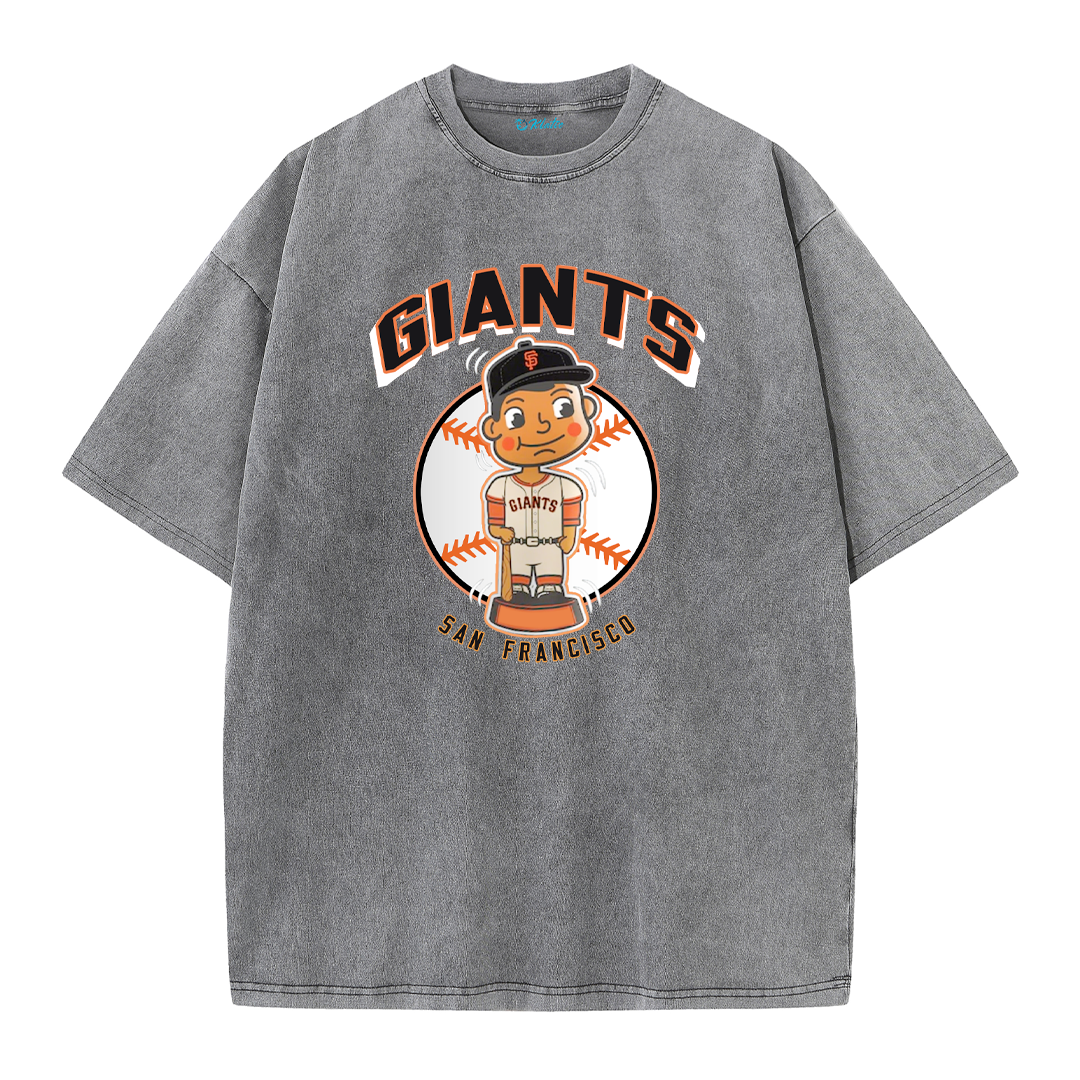 San Francisco Baseball Cartoon Graphic Vintage Washed T-Shirt