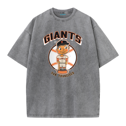 San Francisco Baseball Cartoon Graphic Vintage Washed T-Shirt