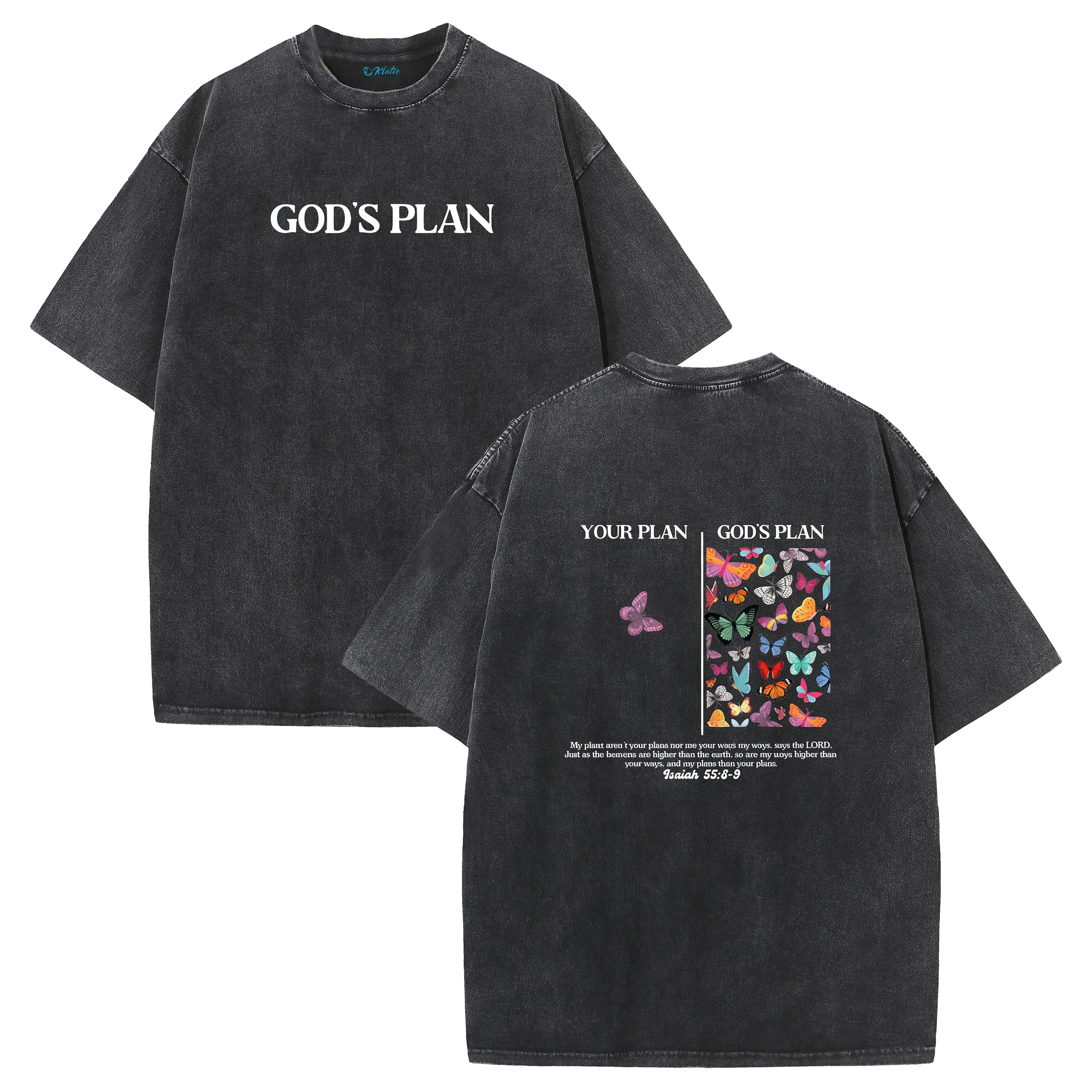 Your Plan vs God's Plan Washed Vintage Christian T-Shirt – Faith Graphic Oversized Tee