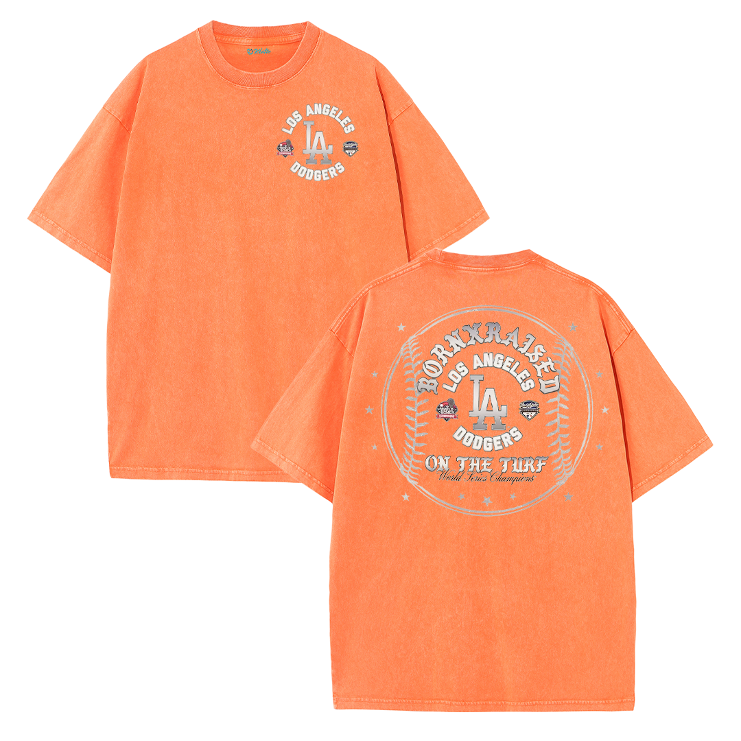 Vintage LA Circle Logo Washed T-Shirt – Retro Baseball Graphic Streetwear Tee