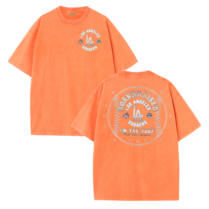 Vintage LA Circle Logo Washed T-Shirt – Retro Baseball Graphic Streetwear Tee