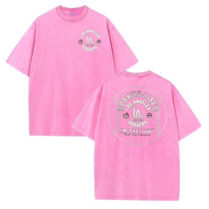 Vintage LA Circle Logo Washed T-Shirt – Retro Baseball Graphic Streetwear Tee