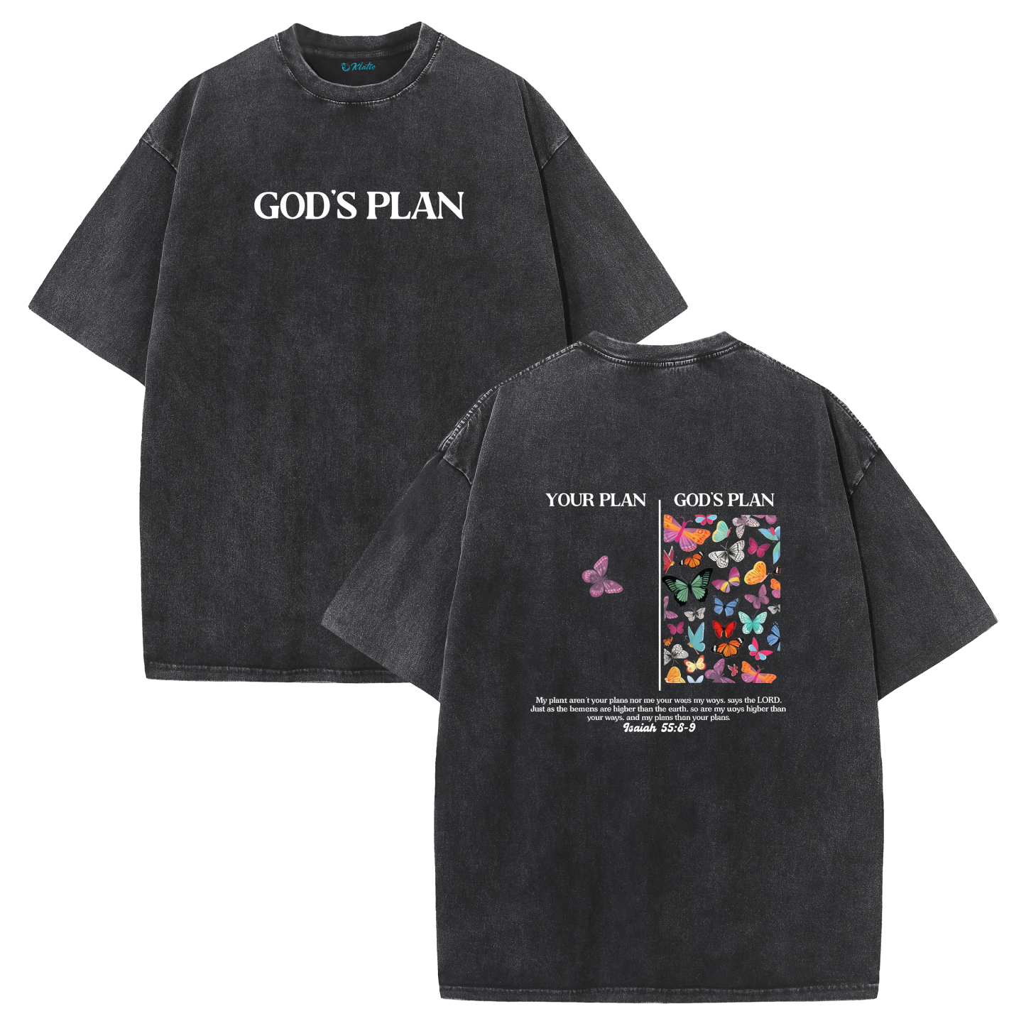 Your Plan vs God's Plan Washed Vintage Christian T-Shirt – Faith Graphic Oversized Tee
