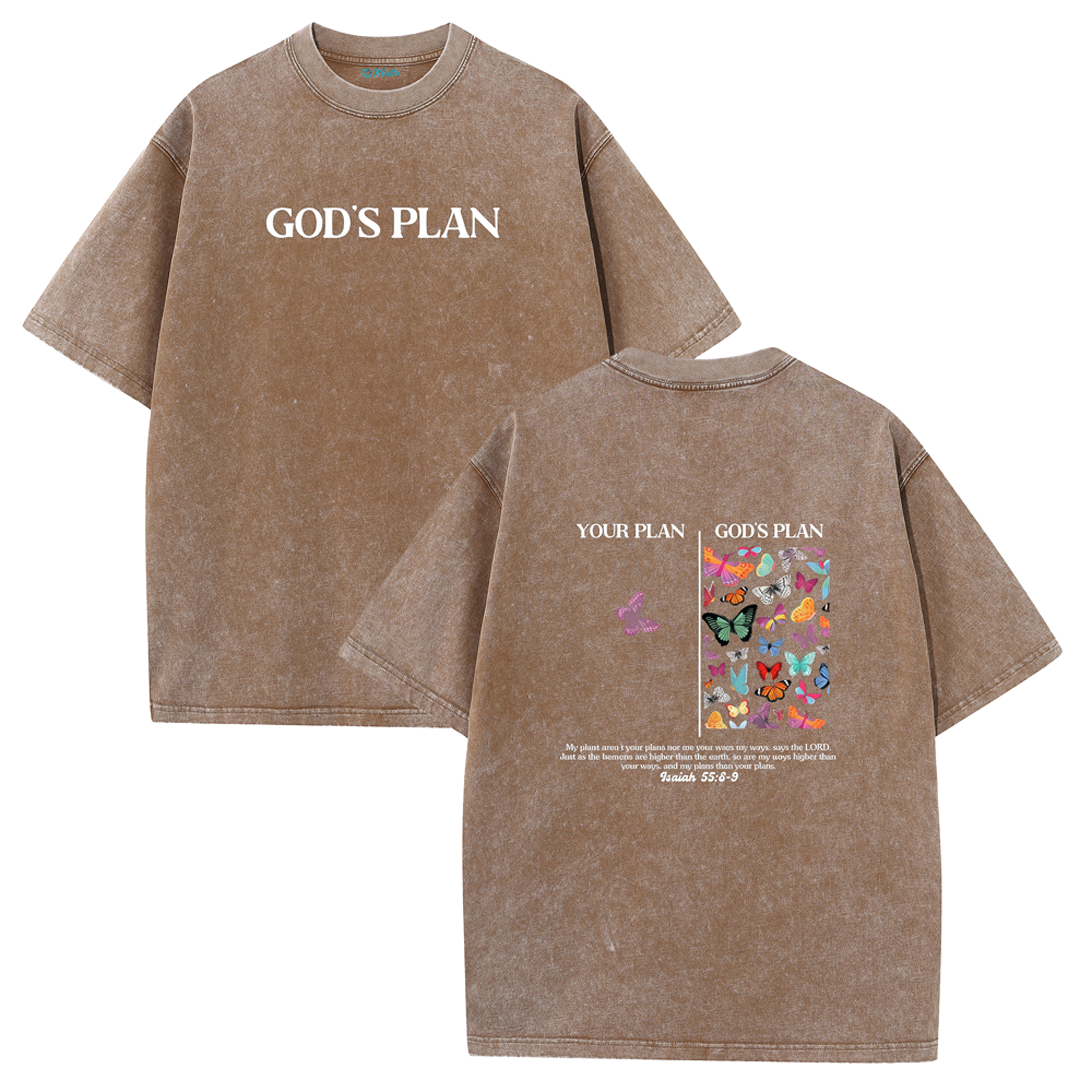 Your Plan vs God's Plan Washed Vintage Christian T-Shirt – Faith Graphic Oversized Tee