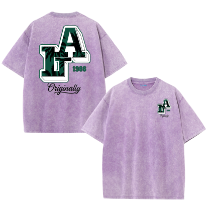 LA Back Print Vintage Washed T-Shirt – Y2K Cotton Streetwear Graphic Tee