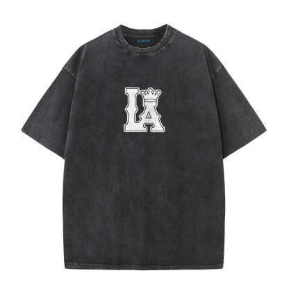 LA Letter Graphic Vintage Washed T-Shirt – Los Angeles Streetwear Unisex Tee