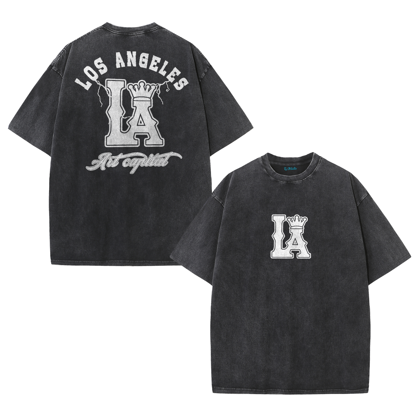 LA Letter Graphic Vintage Washed T-Shirt – Los Angeles Streetwear Unisex Tee
