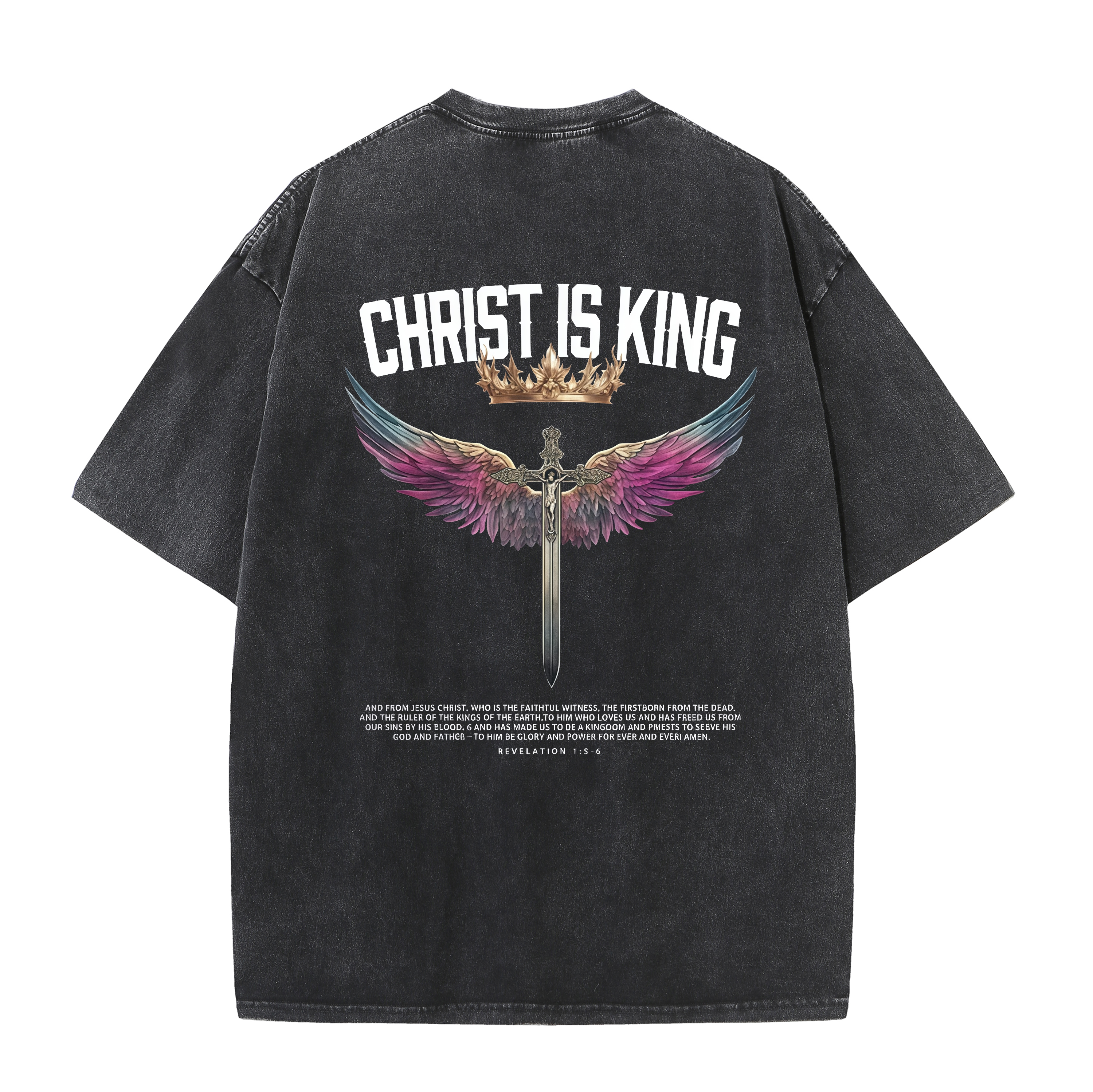 Christ Is King Shirt – Stand Strong in Faith | Vintage Washed Oversized Tee