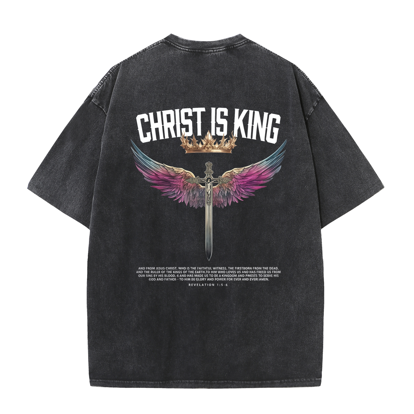 Christ Is King Shirt – Stand Strong in Faith | Vintage Washed Oversized Tee